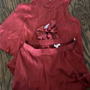 Red Sleeveless Top and Shorts Set